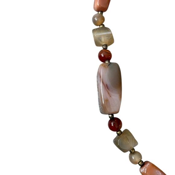 Vintage Bead Necklace with Gold Balls Quartz, Amazonite, Agate, Amethyst 28 in - Picture 6 of 7